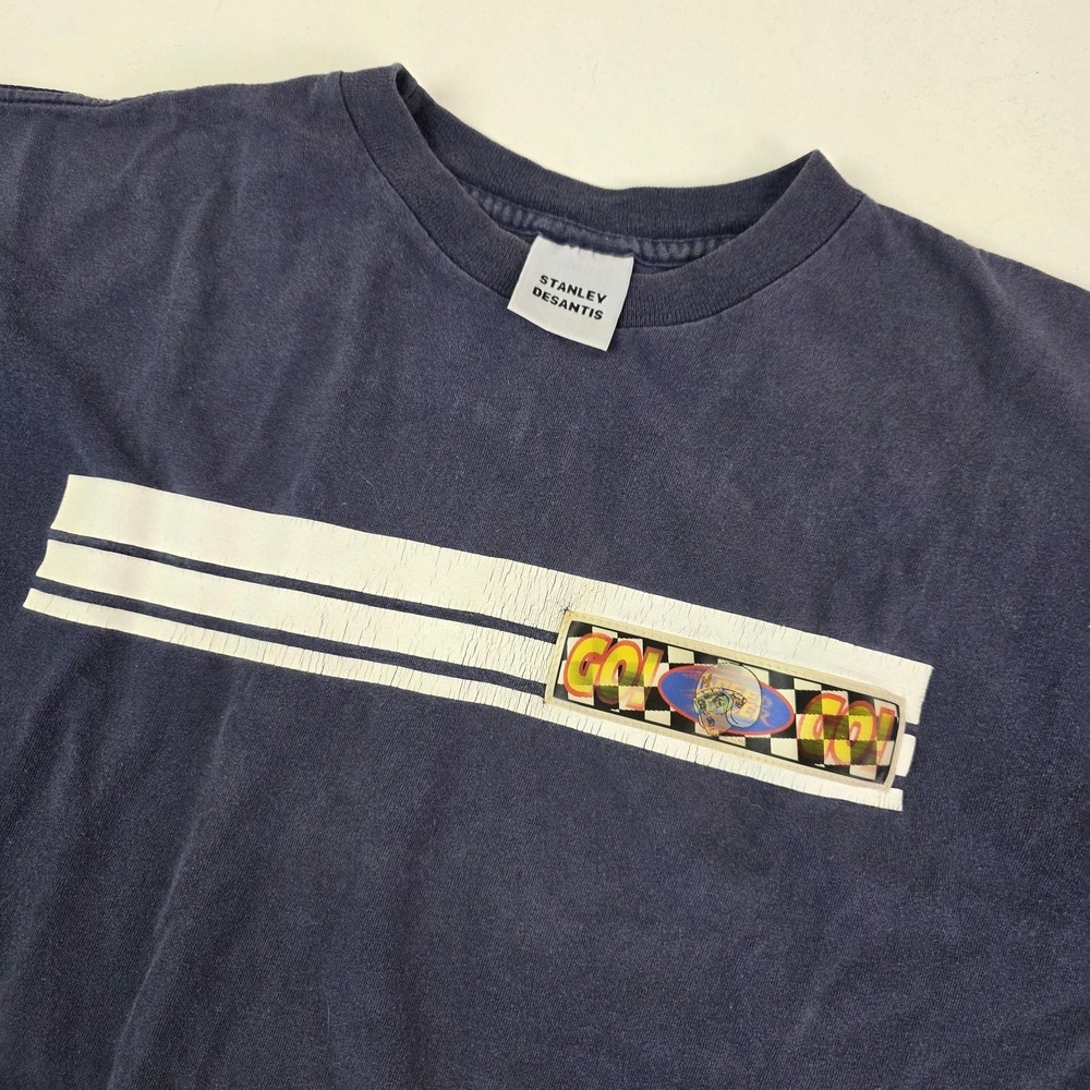 Vintage Stanley Desantis Speed Racer Shirt Mens Large Blue Racing Graphic 90s